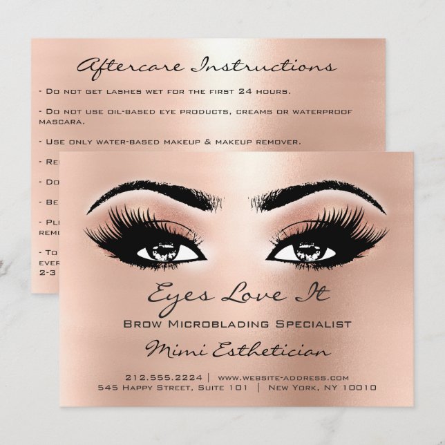 Invitación Extensión de latigazos Instrucciones de poscuidado (Anverso / Reverso)