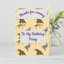 Extinct Animals Thank you Card