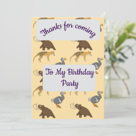 Invitación Extinct Animals Thank you Card