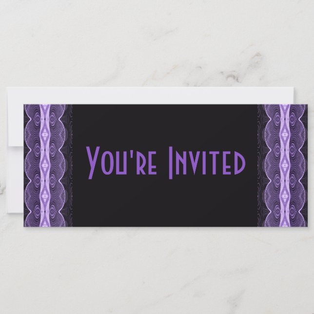 Invitación extracto de encaje negro púrpura (Anverso)