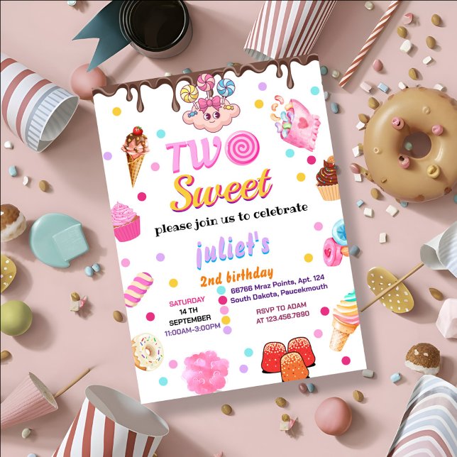 Invitación extrañar verano lindos niños chica dos dulces cump (Subido por el creador)