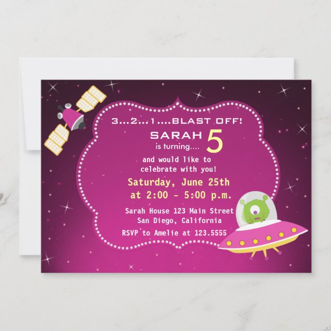 Invitación extranjera de la fiesta de cumpleaños (Anverso)