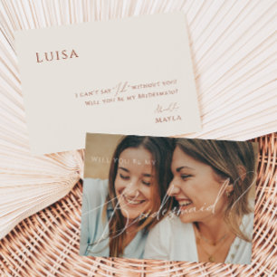 Invitación Extraño Desierto Beige Faded Photo Bridesmaid Card