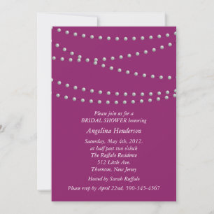 Invitación Extraños de perlas en la ducha de la novia magenta