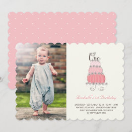 Invitación Extraordinaria foto de cumpleaños de bebé Rosa