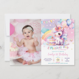 Invitación Extraordinaria foto de cumpleaños de Rainbow Unico
