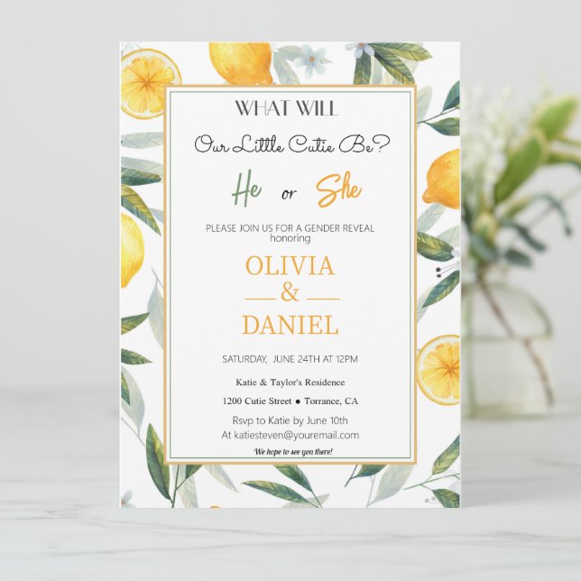 Invitación Extraordinaria Revelación de género de corbata flo (Anverso de pie)