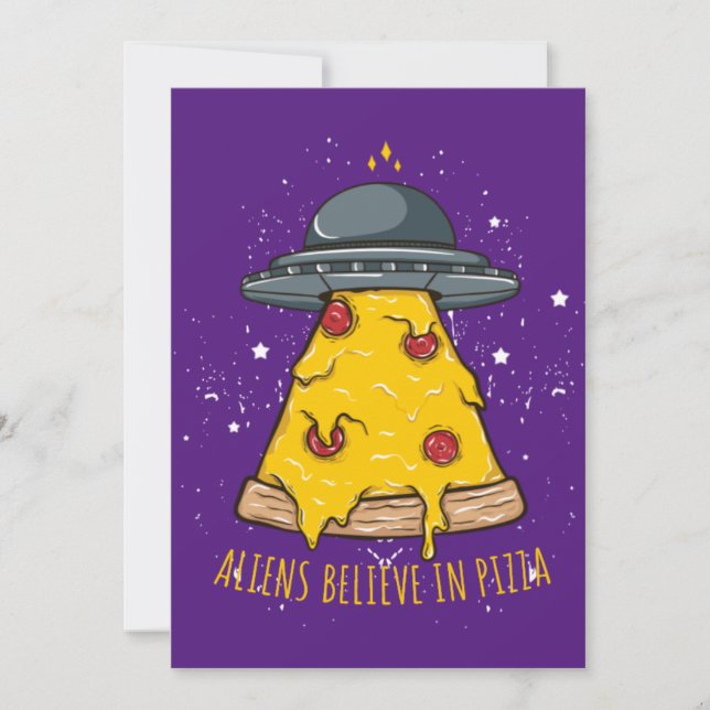 Invitación Extraterrestre Cree en Pizza (Anverso)