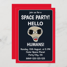 Invitación Extraterrestre Hola Humanos Fiesta Espacial Divert