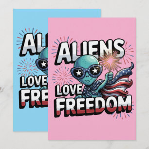 Invitación Extraterrestre Patriótico 4 de Julio Libertad