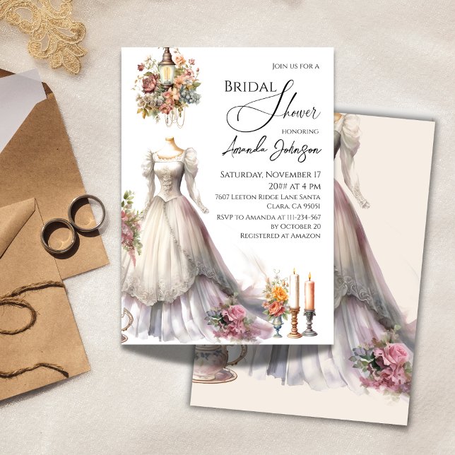 Invitación Extravagante Boda victoriano vestido con ducha de  (Subido por el creador)