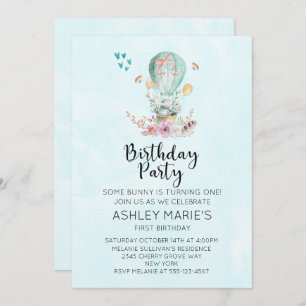 Invitación Extravagante conejo bebé en una fiesta de cumpleañ