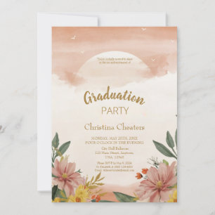 Invitación Extravagante Graduación del Fuzz del Sunset Peach