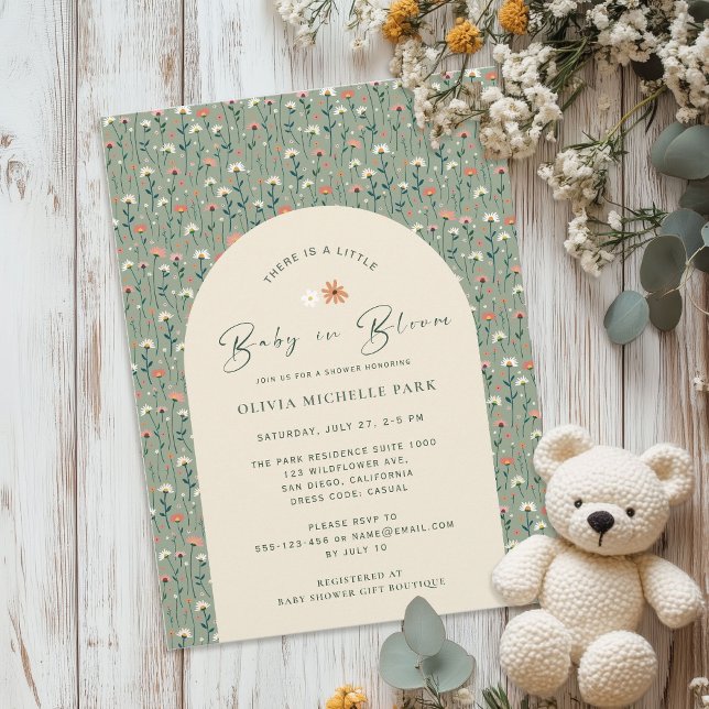 Invitación Extravagante jardín floral bebé en una ducha de fl (Subido por el creador)