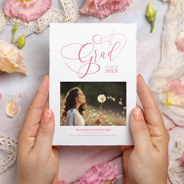 Invitación Extravagante Moda de guiones rosados modernos grad (Subido por el creador)