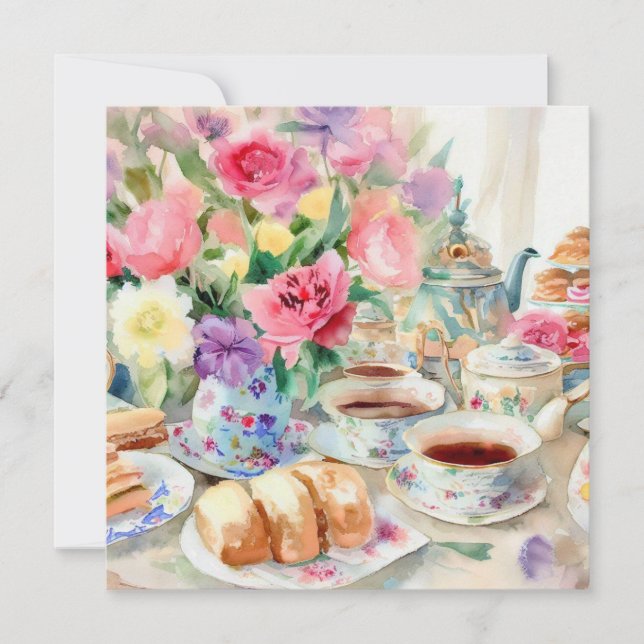 Invitación Extravaganza del tiempo del té: Tea Soirée, un Bab (Anverso)