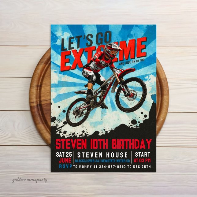 Invitación Extreme BMX Bike Birthday - Dirt Bike (Extreme BMX Bike Birthday - Dirt Bike Invitation
)
