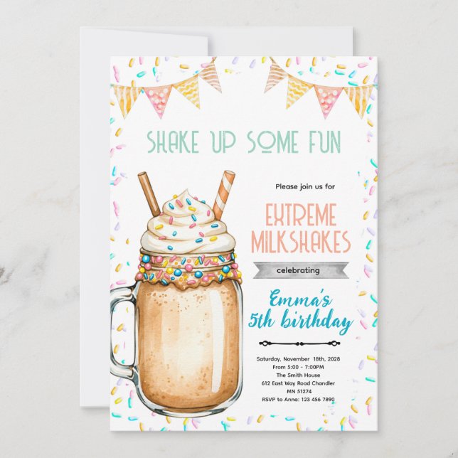 Invitación Extreme Milkshakes Birthday Party Invitation (Anverso)