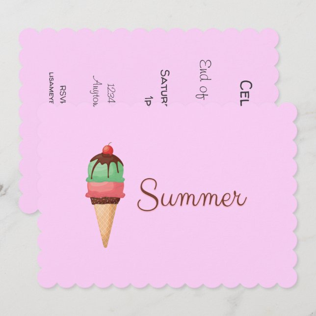 Invitación Extremo del helado del verano del fiesta de la (Anverso / Reverso)