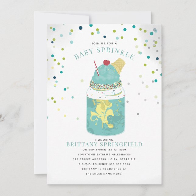 Invitación Extremo loco Milkshake Blue Boy Baby Shower (Anverso)