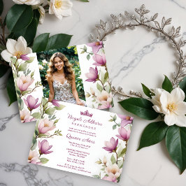 Invitación Exuberant Lovely Spring Magnolia Frame Garlands 