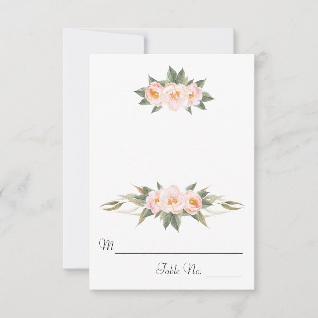 Invitación Exuberante Escort Floral De Peonies Rosados (Anverso)
