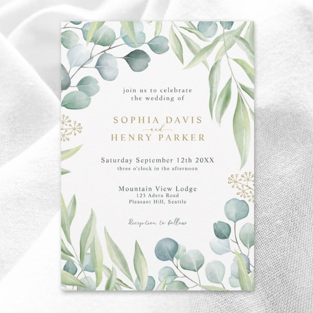 Invitación Exuberante Eucalyptus Boda de arenales de vegetaci (Subido por el creador)