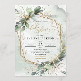 Invitación Exuberante vegetación eucalipto y falsa ducha de b