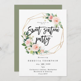 Invitación exuberante y verde boho moderno dulce 16