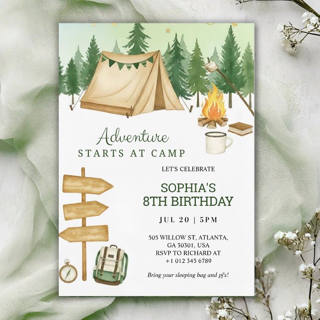 Invitación Eye catching birthday Invitation in camping vibe  (Subido por el creador)