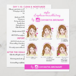 Invitación Eyebrow Microblading Aftercare Instruction Pink
