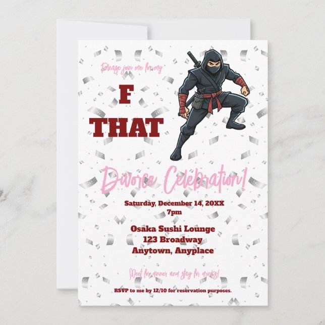 Invitación F that Ninja Divorce Party (Anverso)