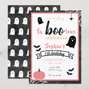 Invitación Fa"boo"lous Chicas Birthday Ghost Halloween