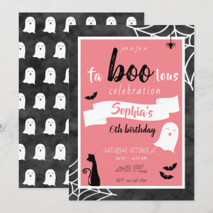 Invitación Fa"boo"lous Chicas Birthday Ghost Halloween Invita