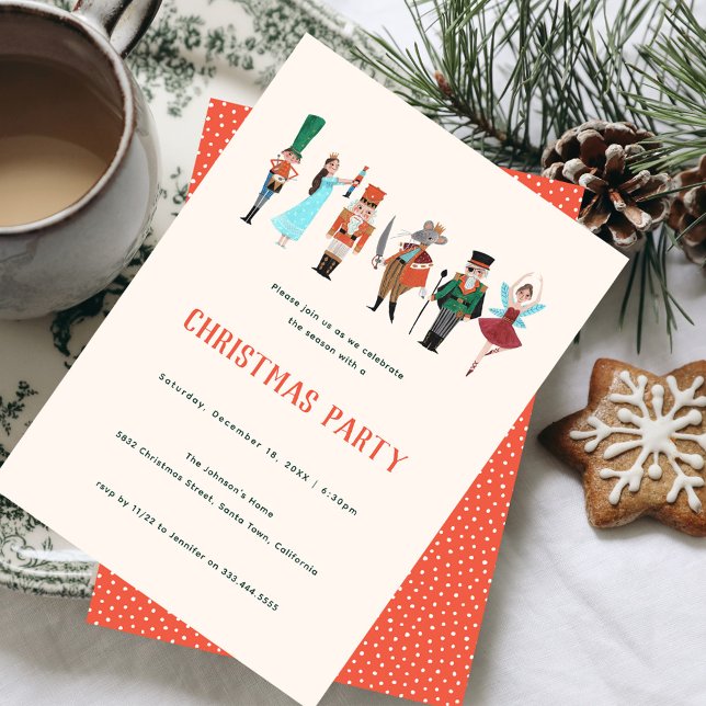 Invitación Fa La La Navidad Bailarín de Ballet Cascanueces (Nutcracker Christmas Party Invitation)