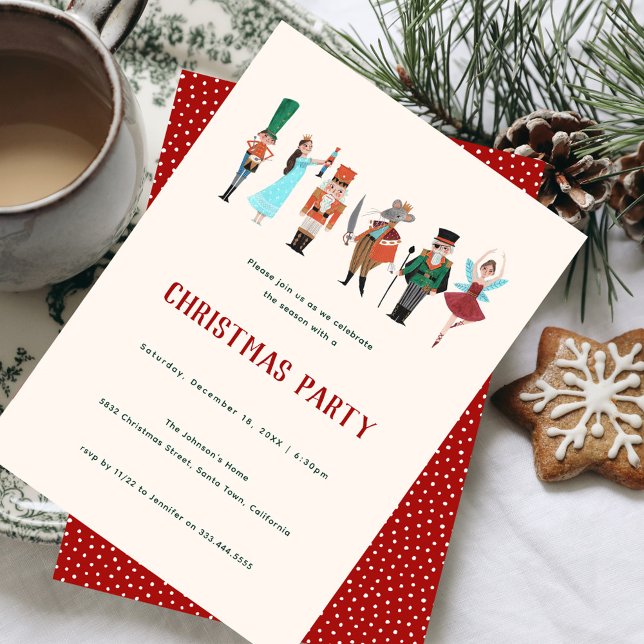 Invitación Fa La La Navidades Fiesta Bailarín de Ballet Nutcr (Nutcracker Christmas Holiday Party invitation.)