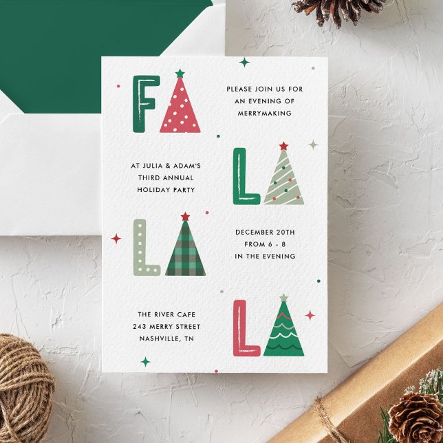 Invitación Fa La La Whimsical Navidad fiesta de feriados (Subido por el creador)