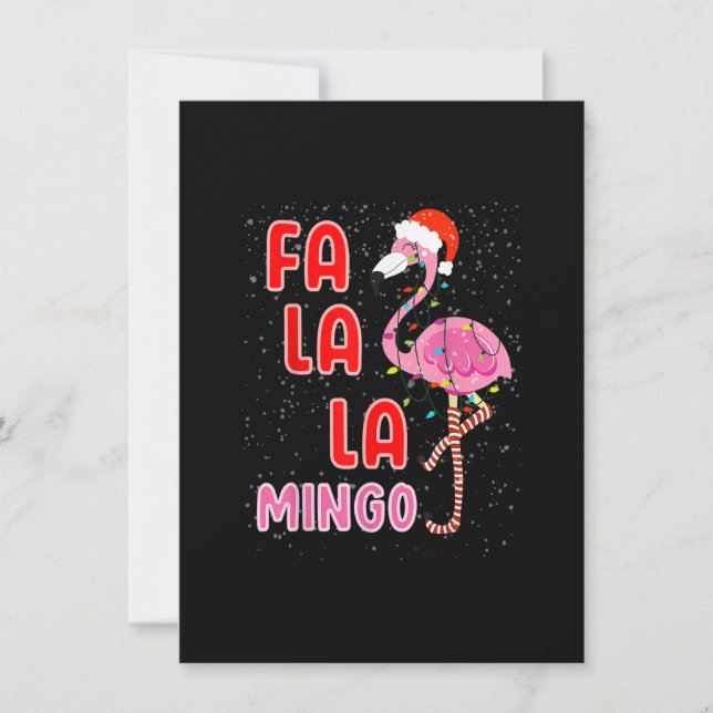 Invitación Fa la Mingo Cute Pink Flamingo Santa Hat Merry (Anverso)