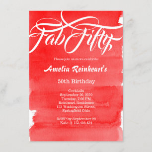 Invitación Fab 50 cumpleaños fiesta de Moda moderna rojo
