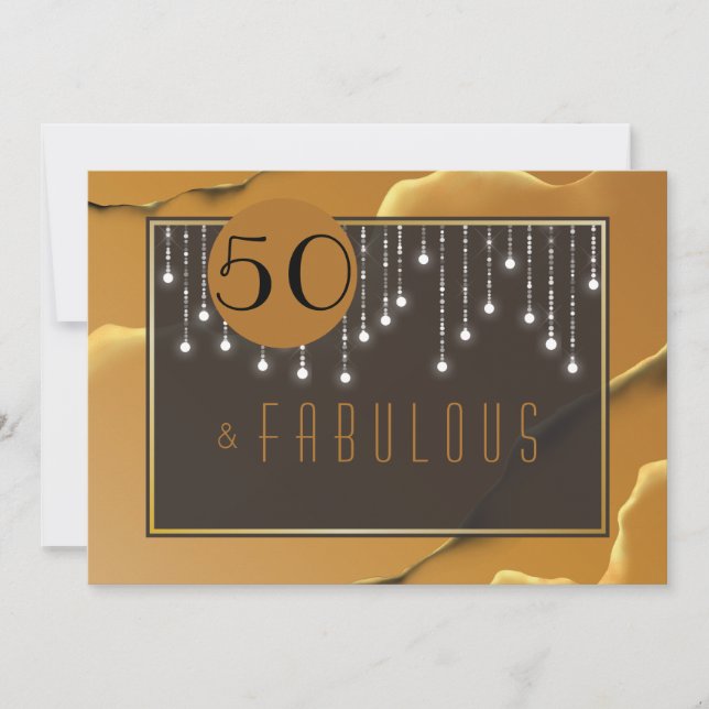 Invitación Fab 50th Birthday Gold Invitation (Anverso)