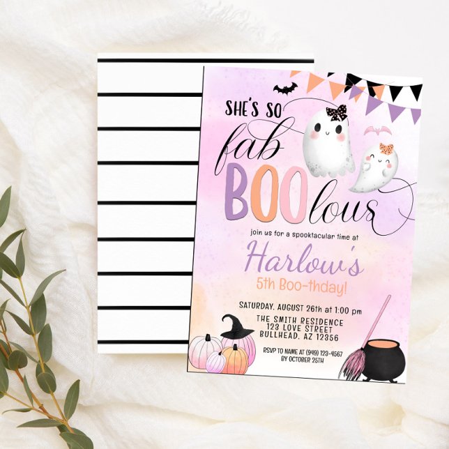 Invitación FabBOOlous Ghost Pastel Halloween Cumpleaños (Subido por el creador)