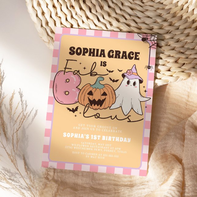 Invitación Fabólico Fantasma Groovy Halloween Cumpleaños (Subido por el creador)