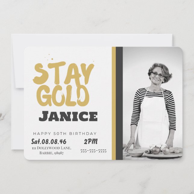 Invitación Fabolous Dorado 50 Cumpleaños Personalizado (Anverso)