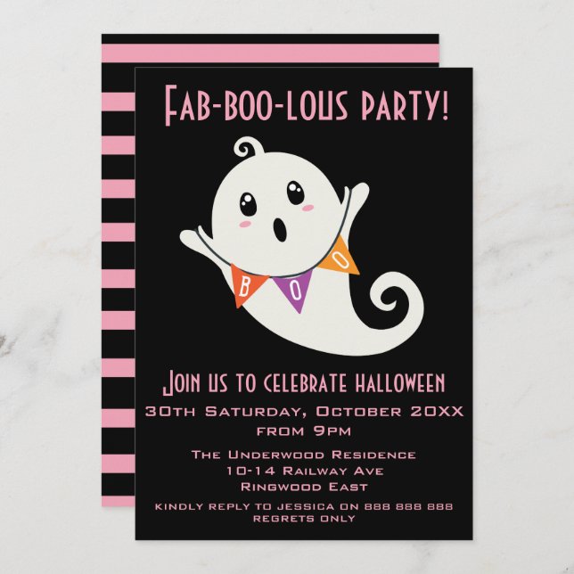 INVITACIÓN FABOOLOUS HALLLOWEEN FIESTA (Anverso / Reverso)