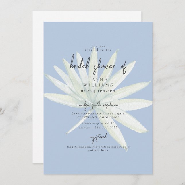 Invitación Fábrica de la Moneda Tropical y Ducha Bridal Azul