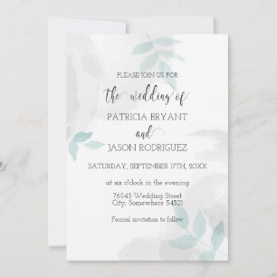 Invitación Fábrica de menta suave y Boda gris
