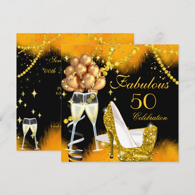 Invitación Fabulosa celebración 50 Fiesta de cumpleaños de Ch (Anverso / Reverso)