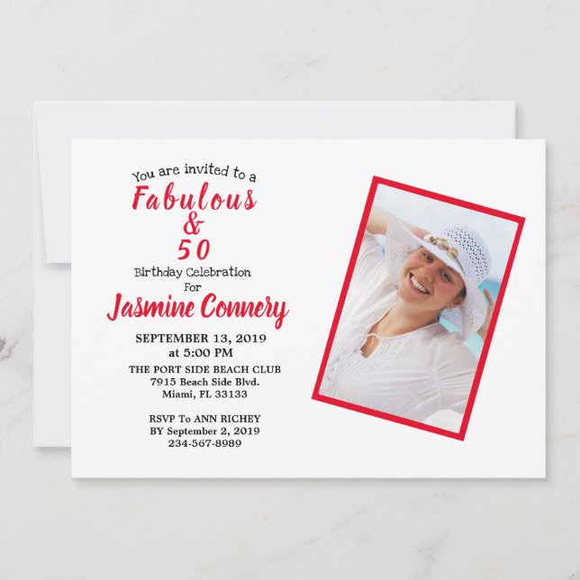 Invitación Fabulosa celebración de cumpleaños 50 (Anverso)