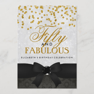 Invitación fabulosa de cumpleaños número 50 dorada