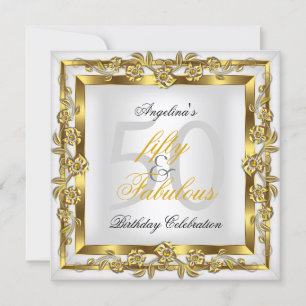Invitación Fabulosa Fiesta de Cumpleaños de los 50 Blancos co